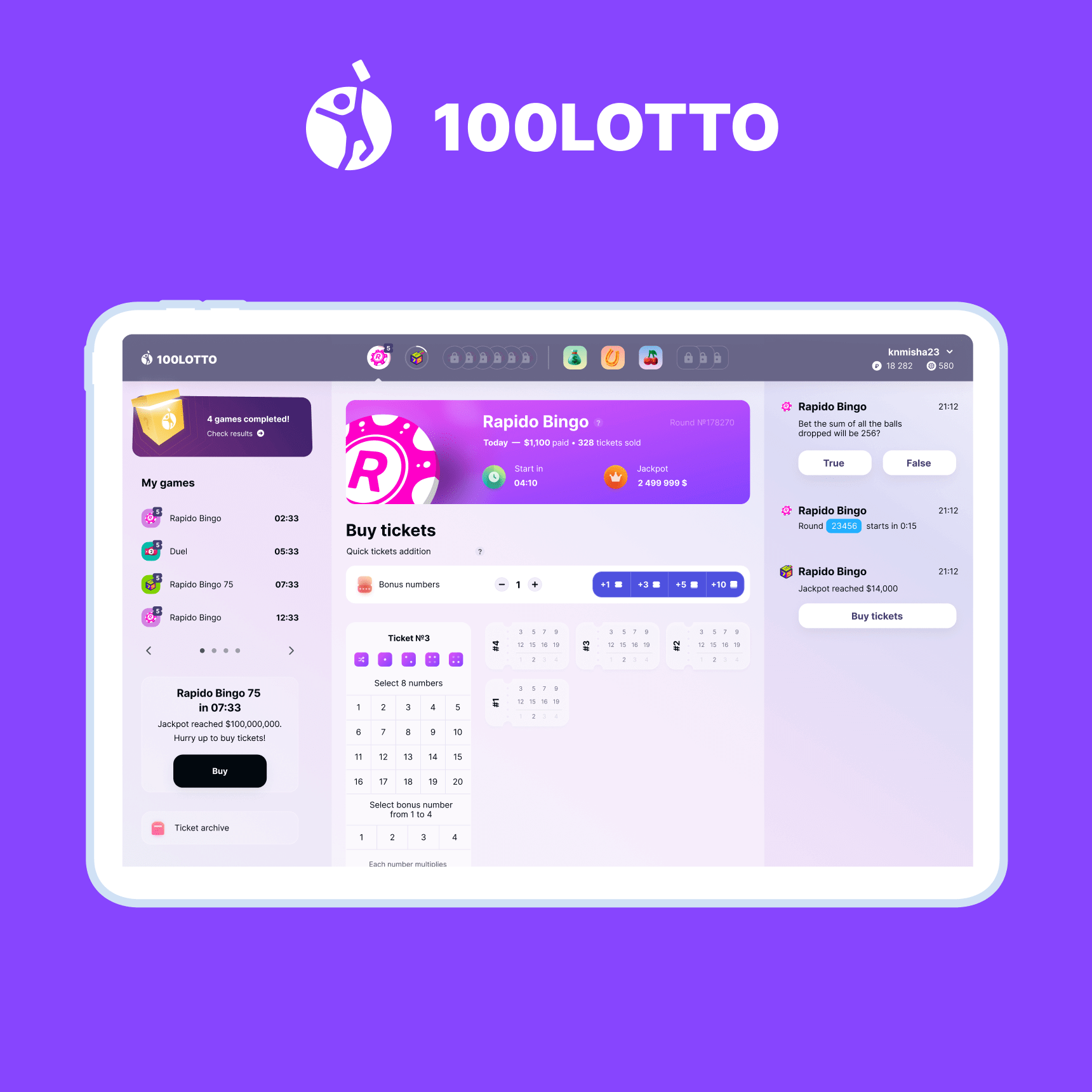 100LOTTO – Lottery web application