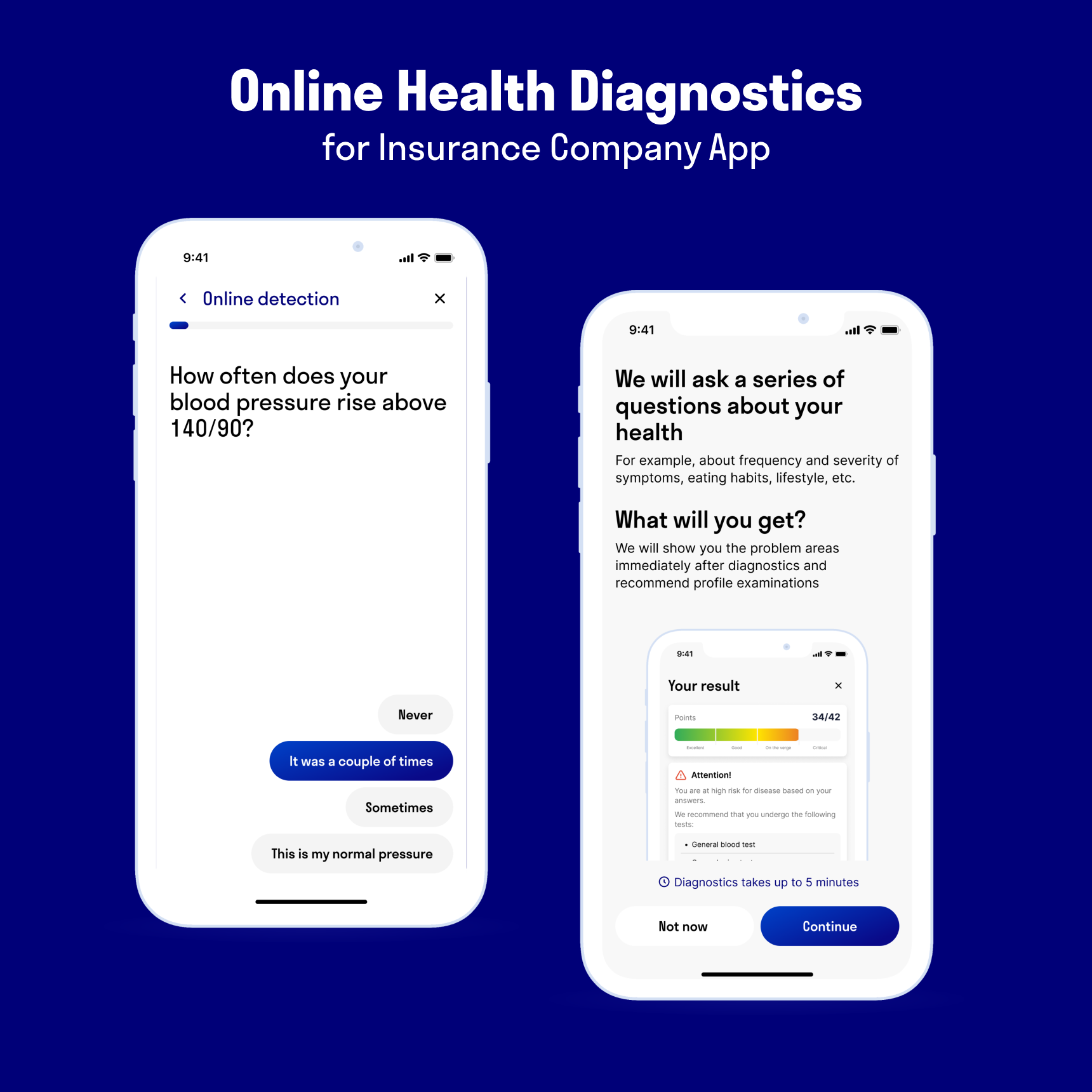 Online Health Diagnostics – Health and Insurance app
